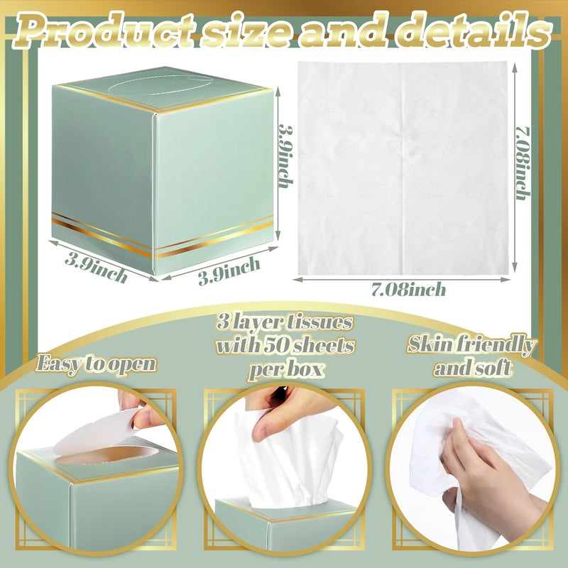 Fourluoo 12 Pack Facial Tissues Cube Boxes Face Box 600 Sheets 3 ply Soft Paper Square Tissues Bulk for Car Pocket Toilet Household Bedroom Family (Mixed Color) - Image 3